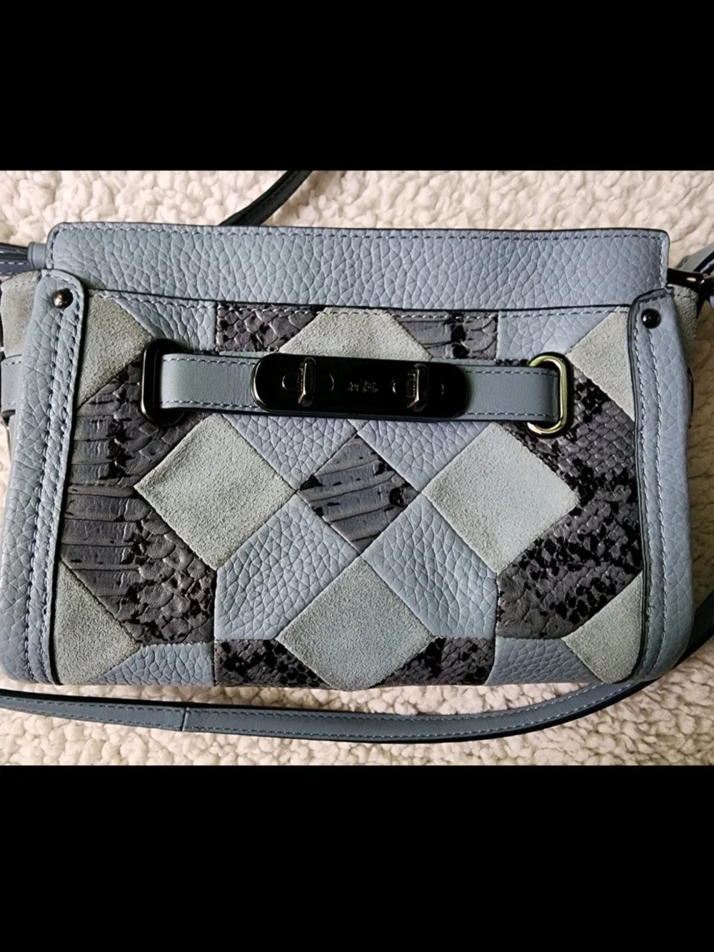 Coach Patchwork Crossbody Bag in Dusty Blue